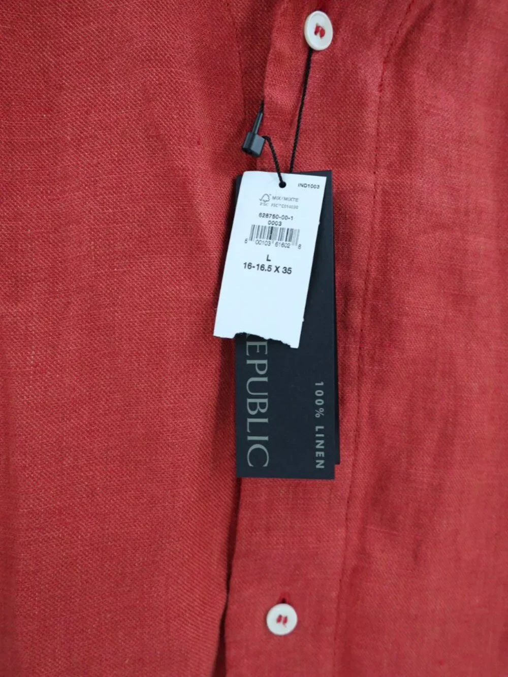 NWT Banana Republic Camp Shirt Mens Large Linen Relaxed Short Sleeve loop collar